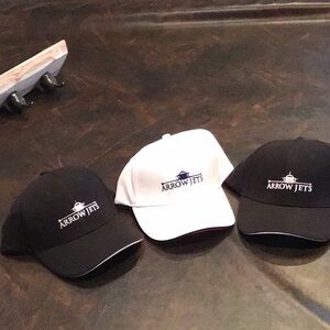 NEW Arrow Jets Embroidered Logo Baseball Cap - Black & White. Set of 3 new hats